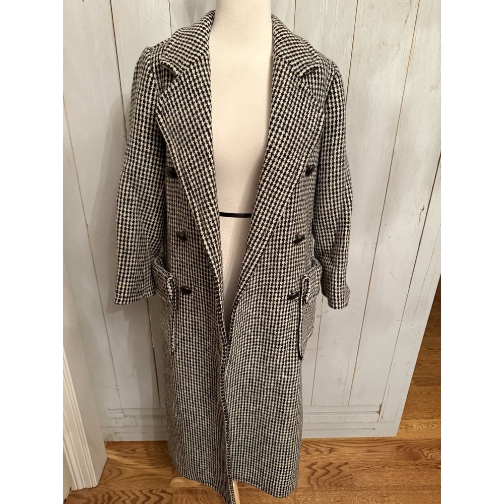 Vintage Yves Saint Laurent YSL Plaid Wool Coat Winter Longer Style Sz-36(4-6) - Picture 6 of 13